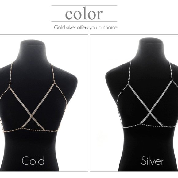 New Gorgeous Body Crystal Chain. Gold Silver - Picture 7 of 13